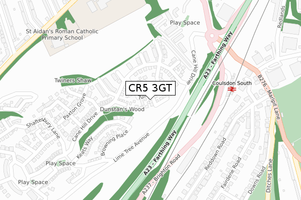 CR5 3GT map - large scale - OS Open Zoomstack (Ordnance Survey)