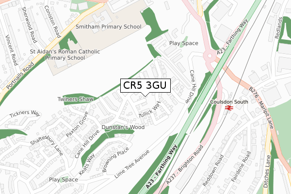 CR5 3GU map - large scale - OS Open Zoomstack (Ordnance Survey)