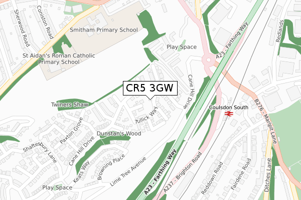 CR5 3GW map - large scale - OS Open Zoomstack (Ordnance Survey)