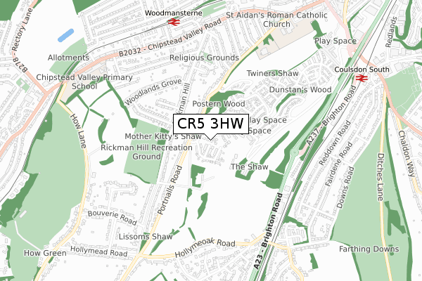 CR5 3HW map - small scale - OS Open Zoomstack (Ordnance Survey)