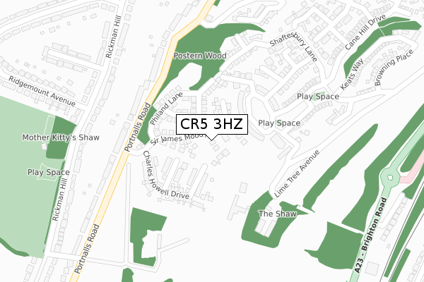 CR5 3HZ map - large scale - OS Open Zoomstack (Ordnance Survey)