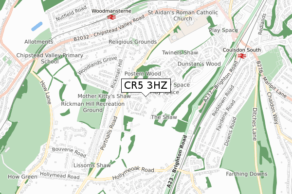 CR5 3HZ map - small scale - OS Open Zoomstack (Ordnance Survey)