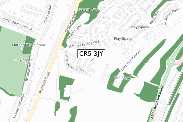 CR5 3JY map - large scale - OS Open Zoomstack (Ordnance Survey)