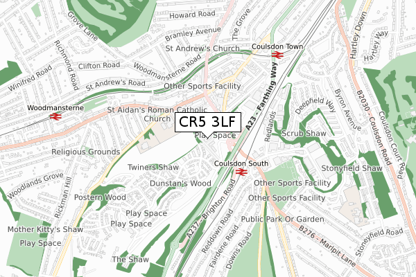 CR5 3LF map - small scale - OS Open Zoomstack (Ordnance Survey)