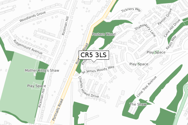 CR5 3LS map - large scale - OS Open Zoomstack (Ordnance Survey)