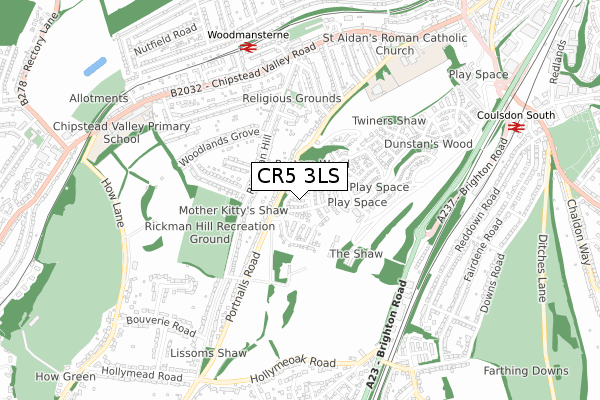 CR5 3LS map - small scale - OS Open Zoomstack (Ordnance Survey)