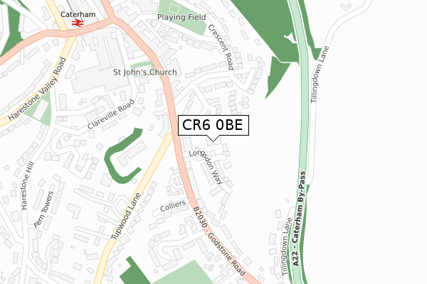 CR6 0BE map - large scale - OS Open Zoomstack (Ordnance Survey)