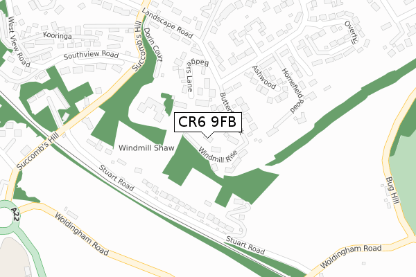CR6 9FB map - large scale - OS Open Zoomstack (Ordnance Survey)