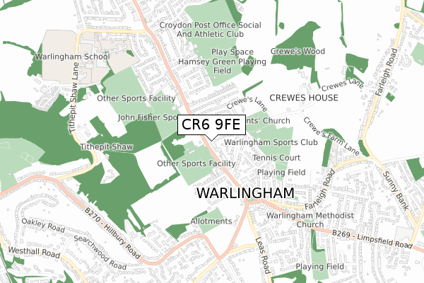 CR6 9FE map - small scale - OS Open Zoomstack (Ordnance Survey)