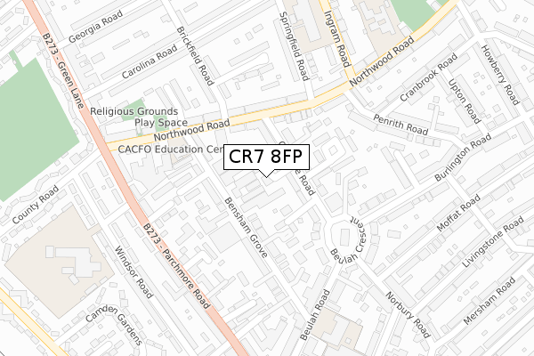 CR7 8FP map - large scale - OS Open Zoomstack (Ordnance Survey)