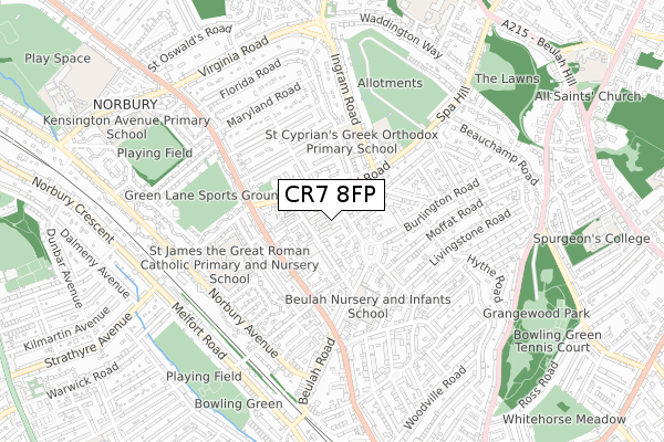CR7 8FP map - small scale - OS Open Zoomstack (Ordnance Survey)