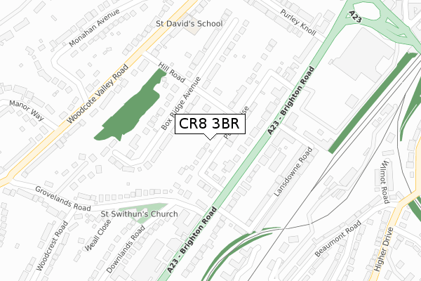 CR8 3BR map - large scale - OS Open Zoomstack (Ordnance Survey)