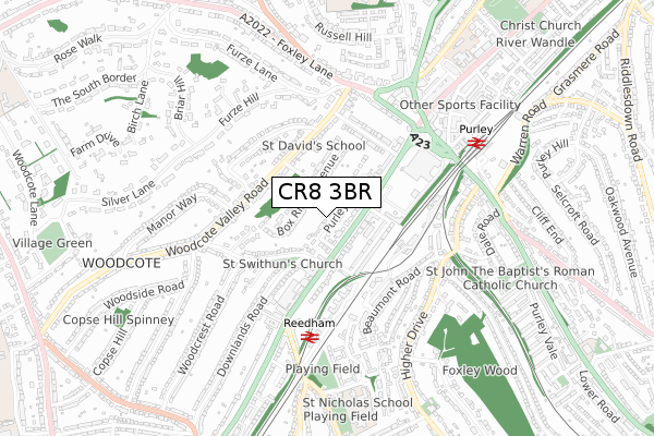CR8 3BR map - small scale - OS Open Zoomstack (Ordnance Survey)
