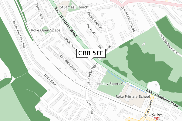 CR8 5FF map - large scale - OS Open Zoomstack (Ordnance Survey)