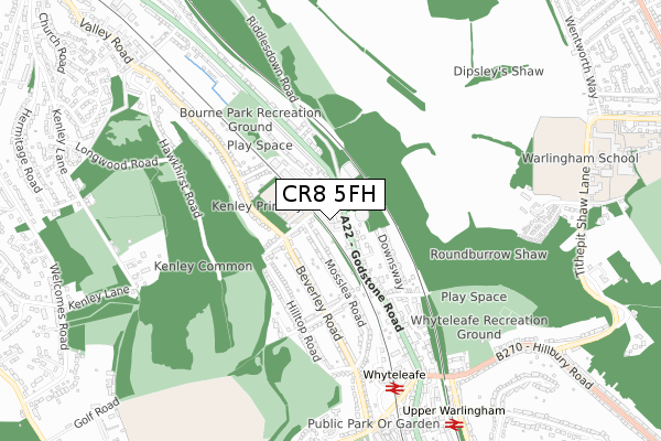 CR8 5FH map - small scale - OS Open Zoomstack (Ordnance Survey)