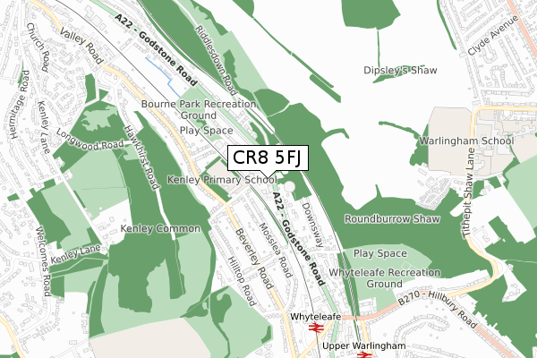 CR8 5FJ map - small scale - OS Open Zoomstack (Ordnance Survey)