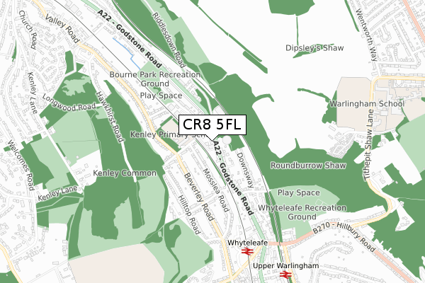 CR8 5FL map - small scale - OS Open Zoomstack (Ordnance Survey)