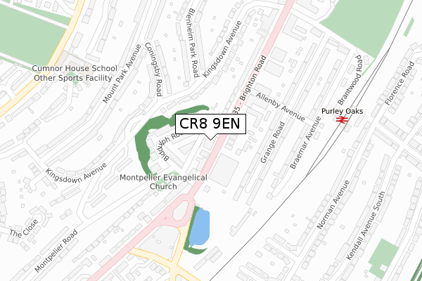 CR8 9EN map - large scale - OS Open Zoomstack (Ordnance Survey)