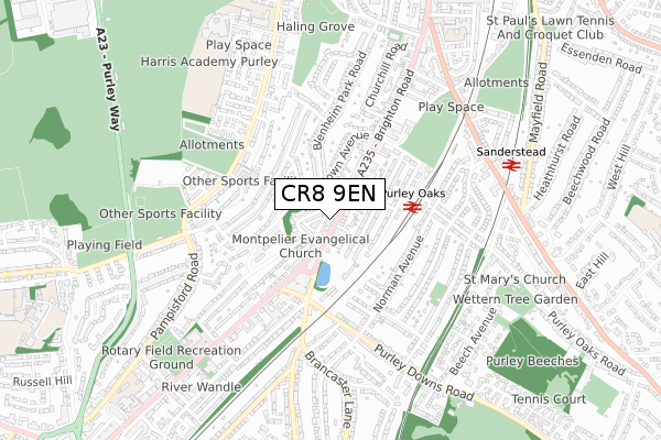 CR8 9EN map - small scale - OS Open Zoomstack (Ordnance Survey)