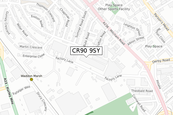 CR90 9SY map - large scale - OS Open Zoomstack (Ordnance Survey) CR90 9SY map - large scale - OS Open Zoomstack (Ordnance Survey)