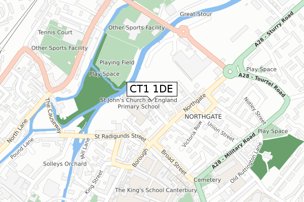 CT1 1DE map - large scale - OS Open Zoomstack (Ordnance Survey)