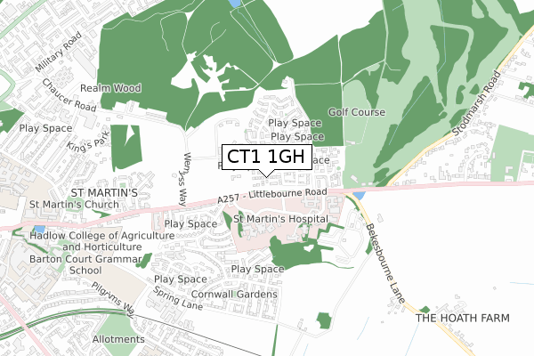 CT1 1GH map - small scale - OS Open Zoomstack (Ordnance Survey) CT1 1GH map - small scale - OS Open Zoomstack (Ordnance Survey)