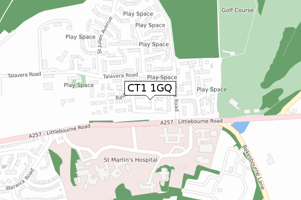 CT1 1GQ map - large scale - OS Open Zoomstack (Ordnance Survey)