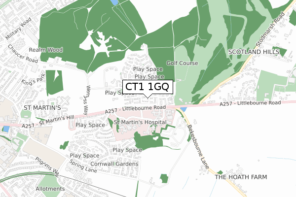 CT1 1GQ map - small scale - OS Open Zoomstack (Ordnance Survey) CT1 1GQ map - small scale - OS Open Zoomstack (Ordnance Survey)