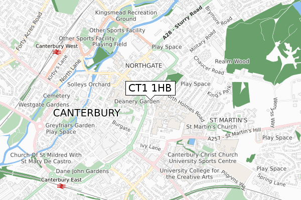 CT1 1HB map - small scale - OS Open Zoomstack (Ordnance Survey) CT1 1HB map - small scale - OS Open Zoomstack (Ordnance Survey)