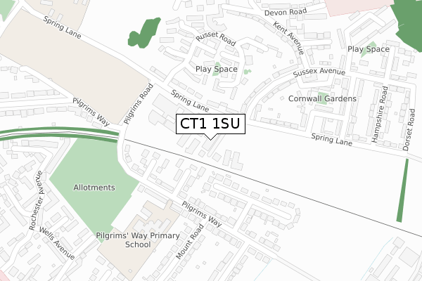 CT1 1SU map - large scale - OS Open Zoomstack (Ordnance Survey)