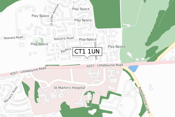 CT1 1UN map - large scale - OS Open Zoomstack (Ordnance Survey)