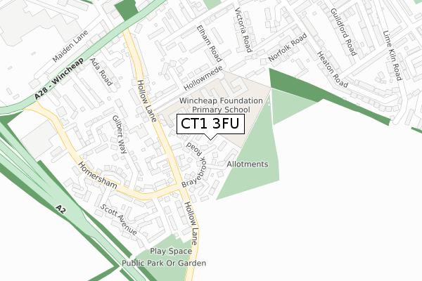 CT1 3FU map - large scale - OS Open Zoomstack (Ordnance Survey) CT1 3FU map - large scale - OS Open Zoomstack (Ordnance Survey)