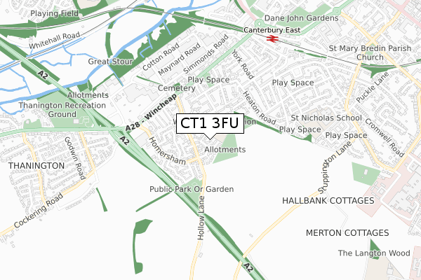 CT1 3FU map - small scale - OS Open Zoomstack (Ordnance Survey) CT1 3FU map - small scale - OS Open Zoomstack (Ordnance Survey)