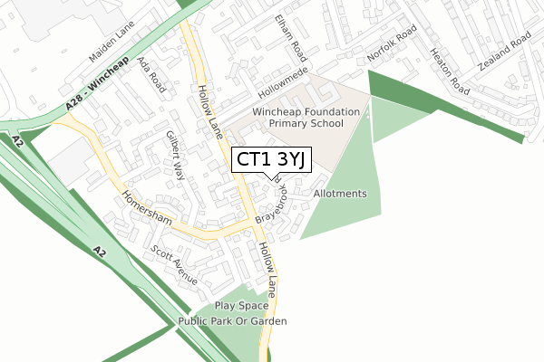 CT1 3YJ map - large scale - OS Open Zoomstack (Ordnance Survey) CT1 3YJ map - large scale - OS Open Zoomstack (Ordnance Survey)