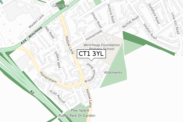 CT1 3YL map - large scale - OS Open Zoomstack (Ordnance Survey) CT1 3YL map - large scale - OS Open Zoomstack (Ordnance Survey)