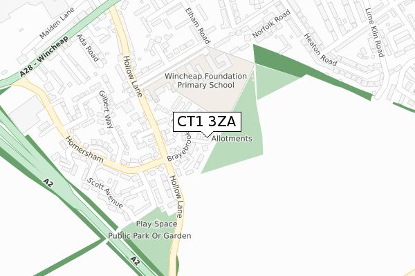 CT1 3ZA map - large scale - OS Open Zoomstack (Ordnance Survey) CT1 3ZA map - large scale - OS Open Zoomstack (Ordnance Survey)
