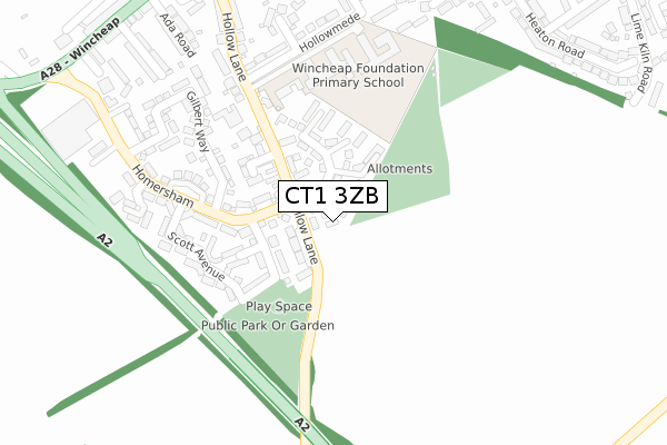 CT1 3ZB map - large scale - OS Open Zoomstack (Ordnance Survey)