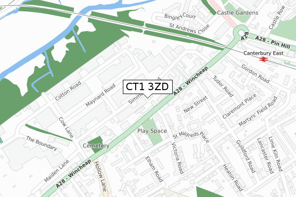 CT1 3ZD map - large scale - OS Open Zoomstack (Ordnance Survey) CT1 3ZD map - large scale - OS Open Zoomstack (Ordnance Survey)