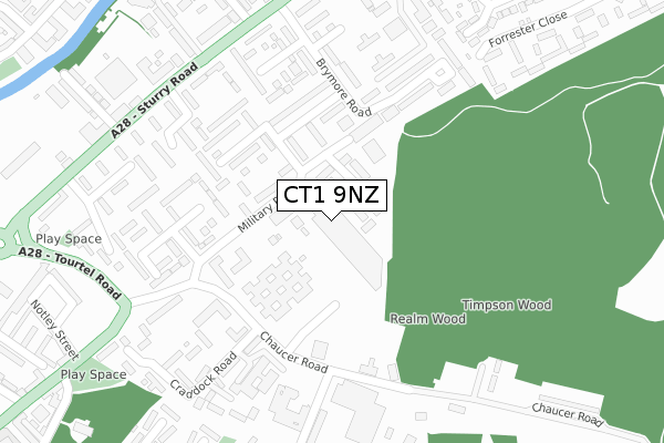 CT1 9NZ map - large scale - OS Open Zoomstack (Ordnance Survey)