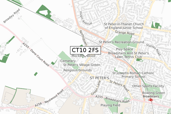 CT10 2FS map - small scale - OS Open Zoomstack (Ordnance Survey)