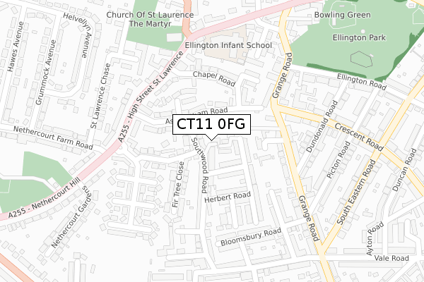 CT11 0FG map - large scale - OS Open Zoomstack (Ordnance Survey)