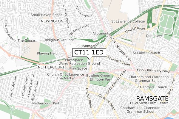 CT11 1ED map - small scale - OS Open Zoomstack (Ordnance Survey) CT11 1ED map - small scale - OS Open Zoomstack (Ordnance Survey)