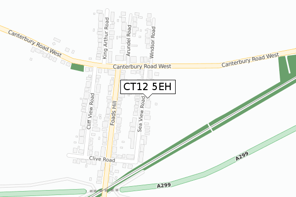 CT12 5EH map - large scale - OS Open Zoomstack (Ordnance Survey)