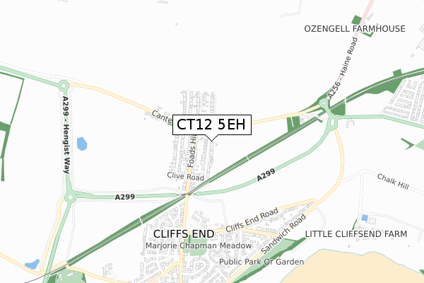 CT12 5EH map - small scale - OS Open Zoomstack (Ordnance Survey)