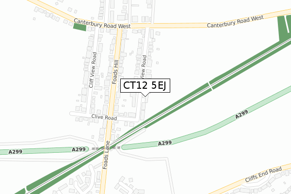 CT12 5EJ map - large scale - OS Open Zoomstack (Ordnance Survey)