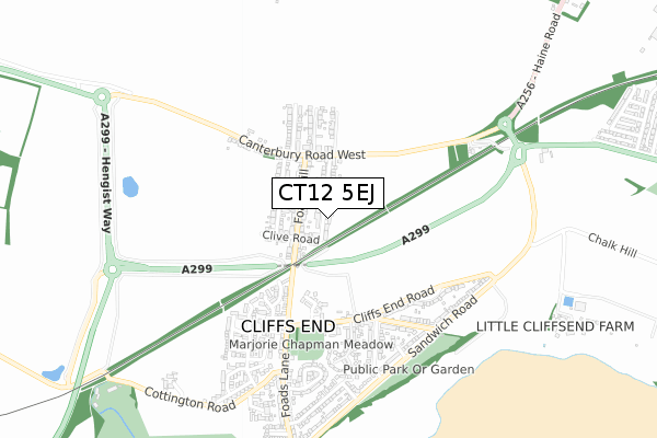 CT12 5EJ map - small scale - OS Open Zoomstack (Ordnance Survey)