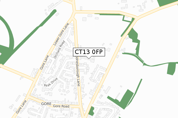 CT13 0FP map - large scale - OS Open Zoomstack (Ordnance Survey)