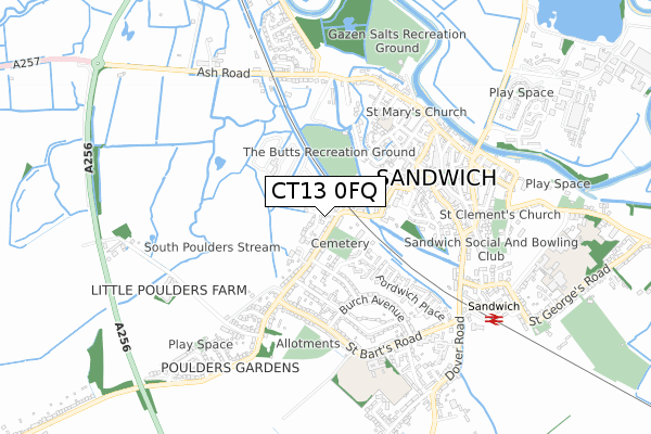 CT13 0FQ map - small scale - OS Open Zoomstack (Ordnance Survey) CT13 0FQ map - small scale - OS Open Zoomstack (Ordnance Survey)