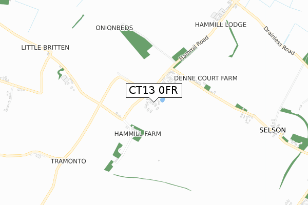 CT13 0FR map - small scale - OS Open Zoomstack (Ordnance Survey)