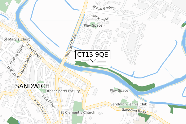 CT13 9QE map - large scale - OS Open Zoomstack (Ordnance Survey)